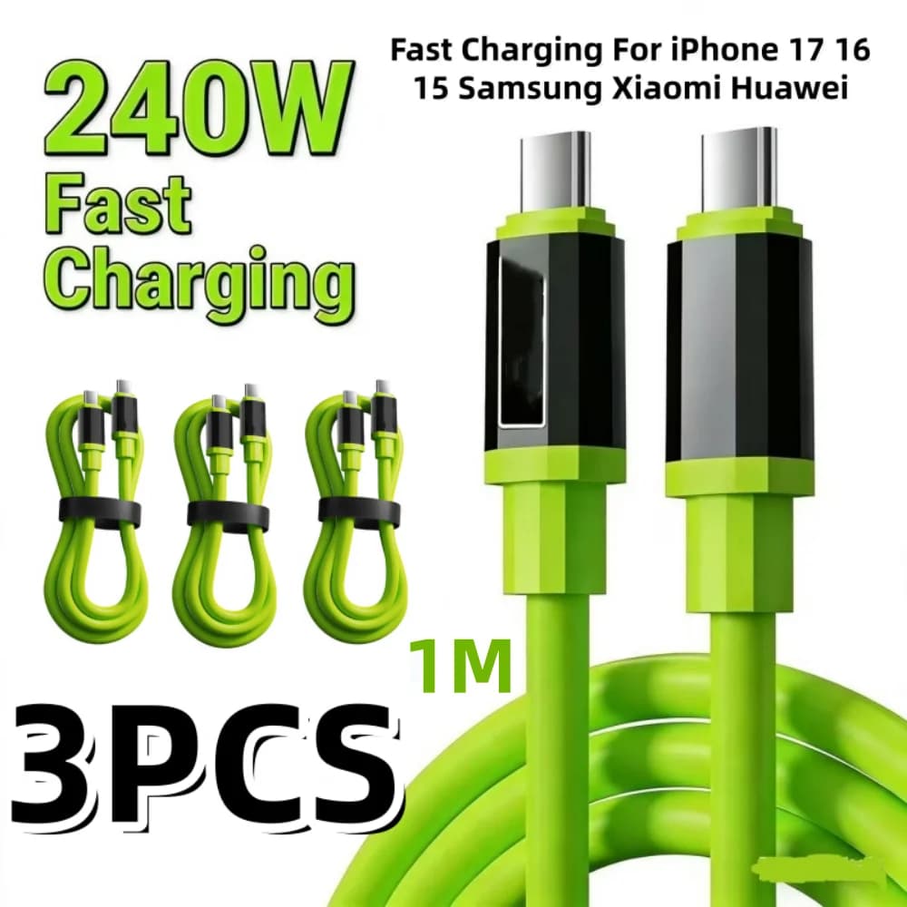 كابلات بيانات USB إلى Type C بقوة 240 واط للشحن السريع 6 أمبير، شواحن USB-C للهواتف، سلك شحن لأجهزة آيفون وشاومي وهواوي وسامسونج، إكسسوارات الهواتف المحمولة