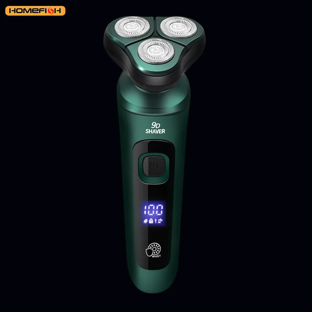 ماكينة حلاقة كهربائية ذكية بشاشة LCD، شفرة ثلاثية عائمة 3D، قابلة للشحن عبر USB ومقاومة للماء لتشذيب اللحية - 5