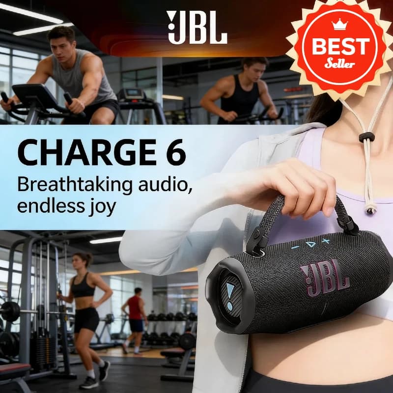 JBL Charge 6 سماعة بلوتوث لاسلكية محمولة IPX7 مقاومة للماء مع بنك طاقة بطارية 20 ساعة سماعة بووم بوكس للسفر والخارج