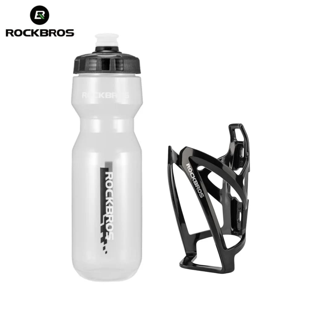 ROCKBROS زجاجة ماء للدراجات + حامل زجاجة ماء - طقم من قطعتين - زجاجة ماء رياضية 750 مل + حامل زجاجة ماء مصبوب متكامل - 3