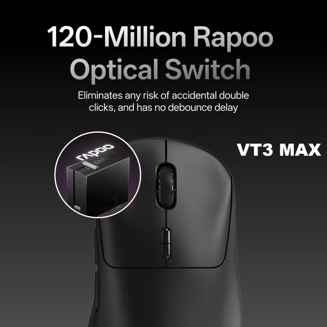 ماوس الألعاب اللاسلكي Rapoo VT3 /VT3 MAX بمعدل استطلاع لاسلكي حقيقي 8K ووزن خفيف 53 جرام وبطارية تدوم حتى 750 ساعة مع دعم الماكرو - 5