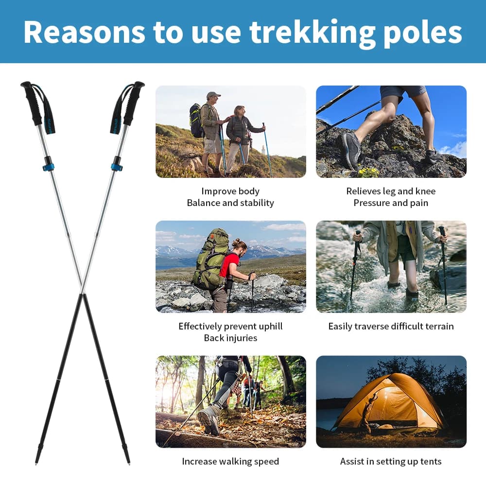 عصا مشي تلسكوبية من الألمنيوم المحمول قابلة للطي فائقة الخفة من Naturehike، عصا تنزه للمشي لمسافات طويلة والتخييم - 6