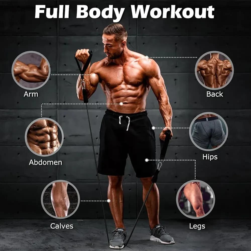 Resistance Bands Set Tension Pull Rope for Men Women Workout Exercise Bands for Fitness Home Gym Strength Training Equipment - 4