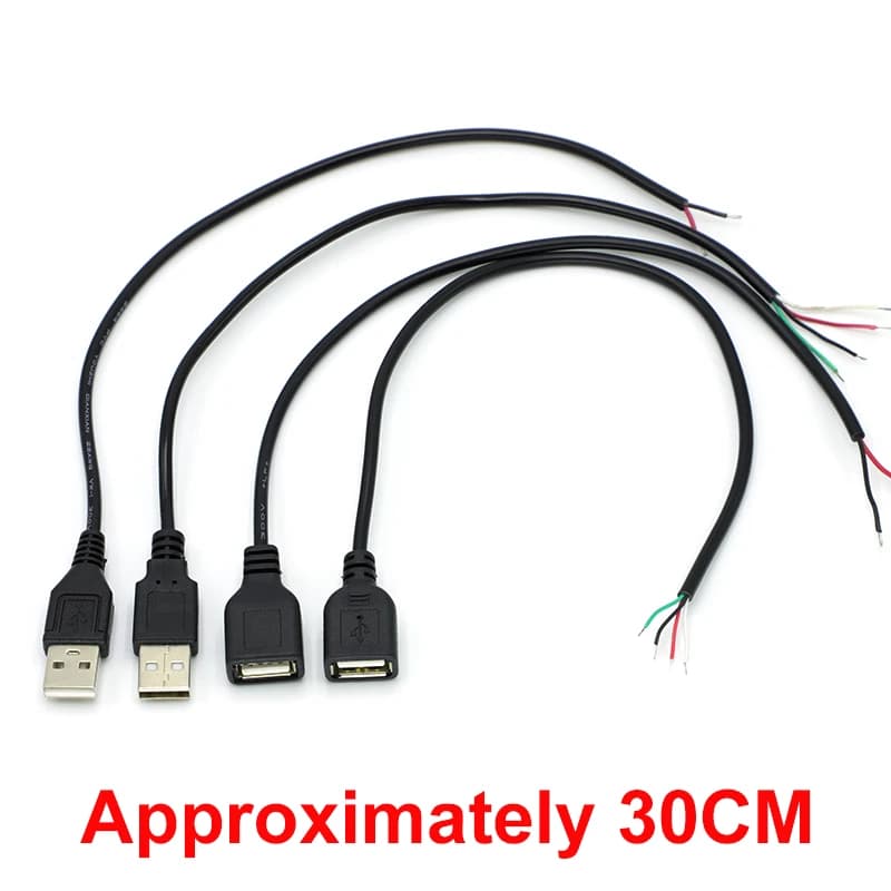 كابل إمداد طاقة 30 سم مع 2 دبوس USB 2.0 وأنثى/ذكر 4 دبوس، مناسب للمشاريع الشخصية - 6