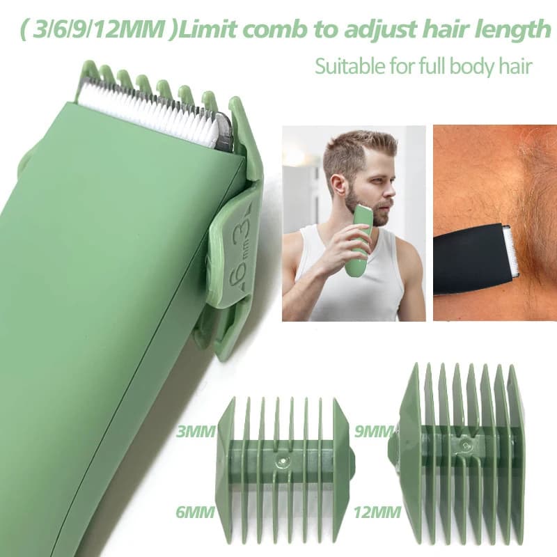 Body Hair Trimmer Shaver for Men Ball Trimmer for Groin Pubic Replaceable Ceramic Blade Groomer Electric Razor Waterproof Clippe - 4