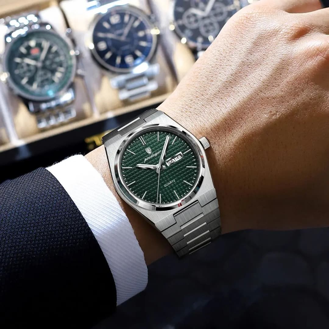 POEDAGAR Luxury Original Man Watch Waterproof Stainless Steel Luminous Men's Wristwatch Date Week Quartz Fashion Watches For Men - 5