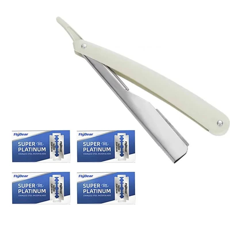 Professional Manual Shaver Straight Edge Stainless Steel Sharp Barber Razor Folding Shaving Beard Cutter with 10/20/30pcs Blades - 2