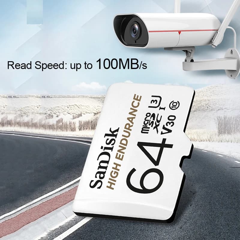 سان ديسك بطاقة ذاكرة MicroSD 32 جيجابايت MicroSDHC 64 جيجابايت 128 جيجابايت 256 جيجابايت MicroSDXC C10 U1 V30 U3 بطاقات TF لكاميرا السيارة ومراقبة الفيديو المنزلي