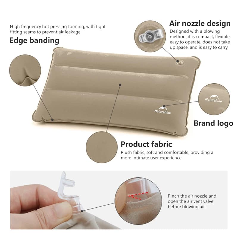 Naturehike Square Inflatable Pillow Outdoor Camping Hiking Ultralight Travel Portable Airplane Folding Pillows Soft Comfortable - 2