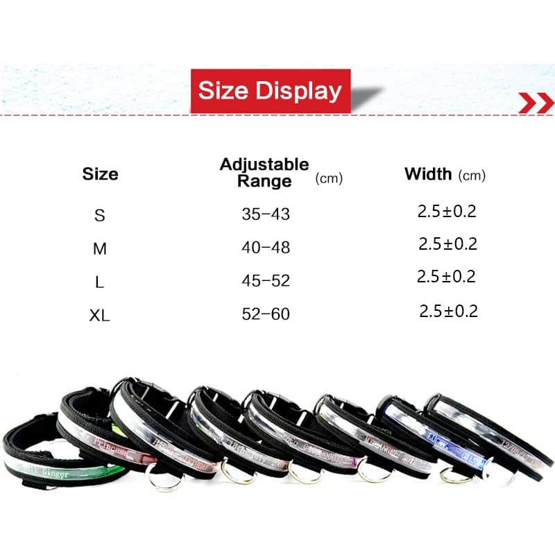 طوق كلب LED محفور هوية مضيء USB مخصص بطاقة كلب مخصصة نايلون طوق كلب حيوان أليف LED USB إضاءة ليلية طوق أمان - 6