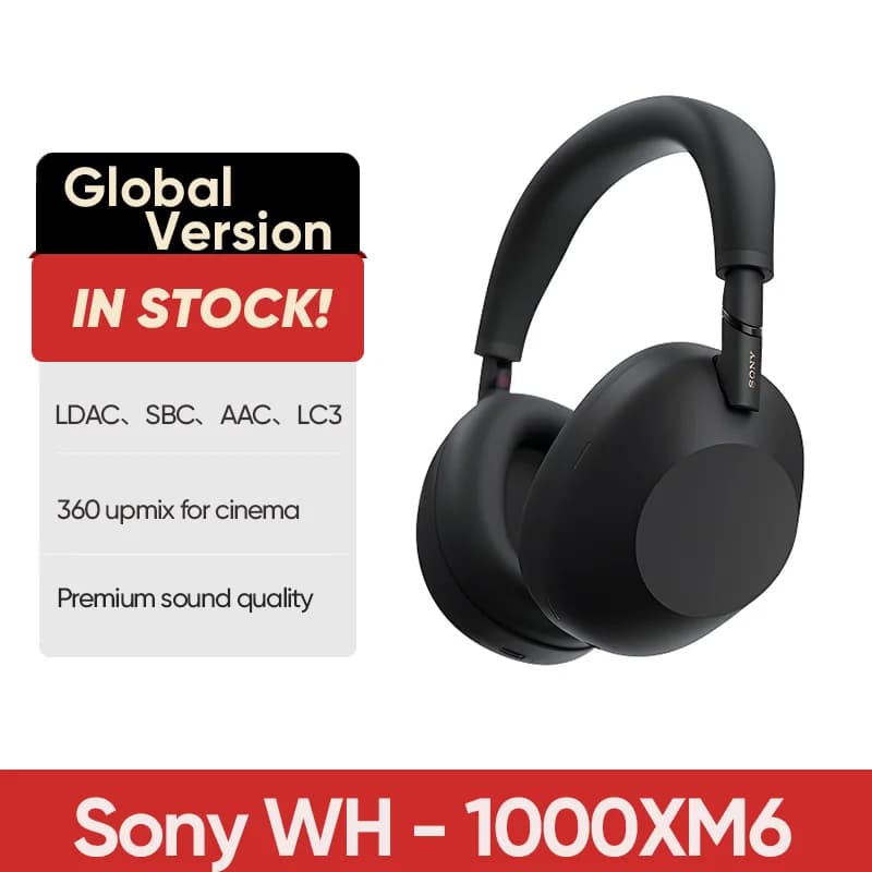 سماعات Sony WH-1000XM6 اللاسلكية مع إلغاء الضوضاء، معالج QN3، 12 ميكروفون، بطارية تدوم 30 ساعة