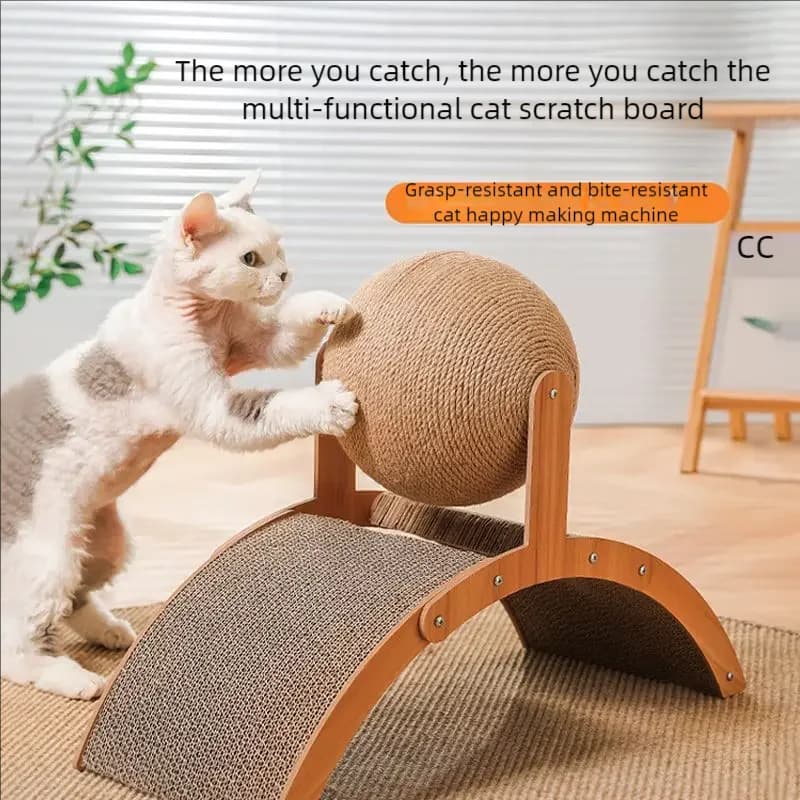 2 In 1 Wooden Cat Scratching Ball Sisal Scratch Board Durable Grinding Paw Toy Solid Wood Scraper For Cats Kittens Pet Supplies - 3