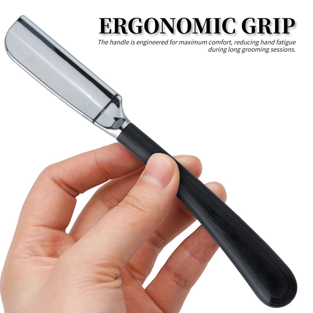 New Professional Baber Beard Straight Edge Shaving Razor Men Hair Removal Tools, Wooden Handle, Anti-Slip Grip for Home Shaving - 6