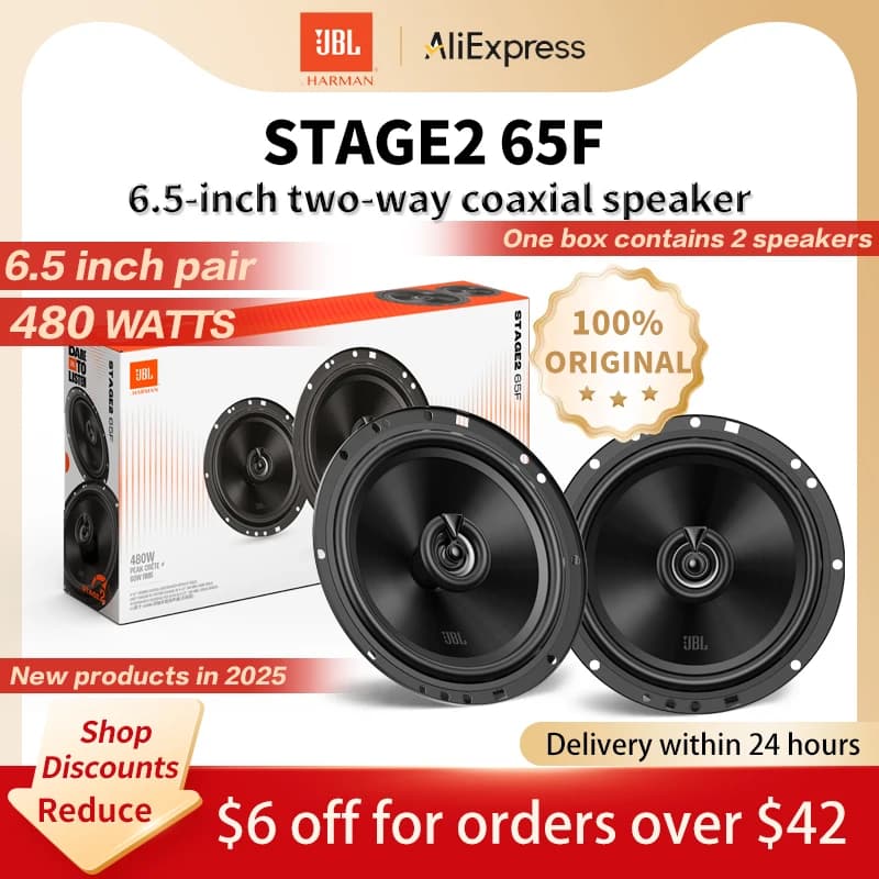 سماعة سيارة JBL مقاس 6.5 بوصة بتأثير صوتي عالي الدقة HIFI بقوة 480 واط ونطاق كامل، سماعة سيارة بترددات عالية ومتوسطة وسماعة باس ستيريو
