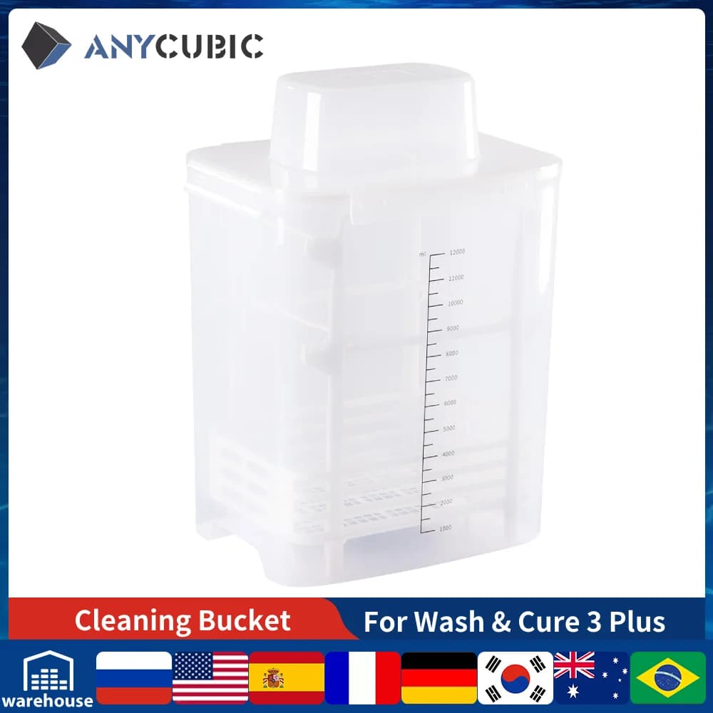 دلو تنظيف من ANYCUBIC لغسل وعلاج 3 بلس، حاوية غسيل محكمة الغلق، جزء طابعة LCD ثلاثية الأبعاد