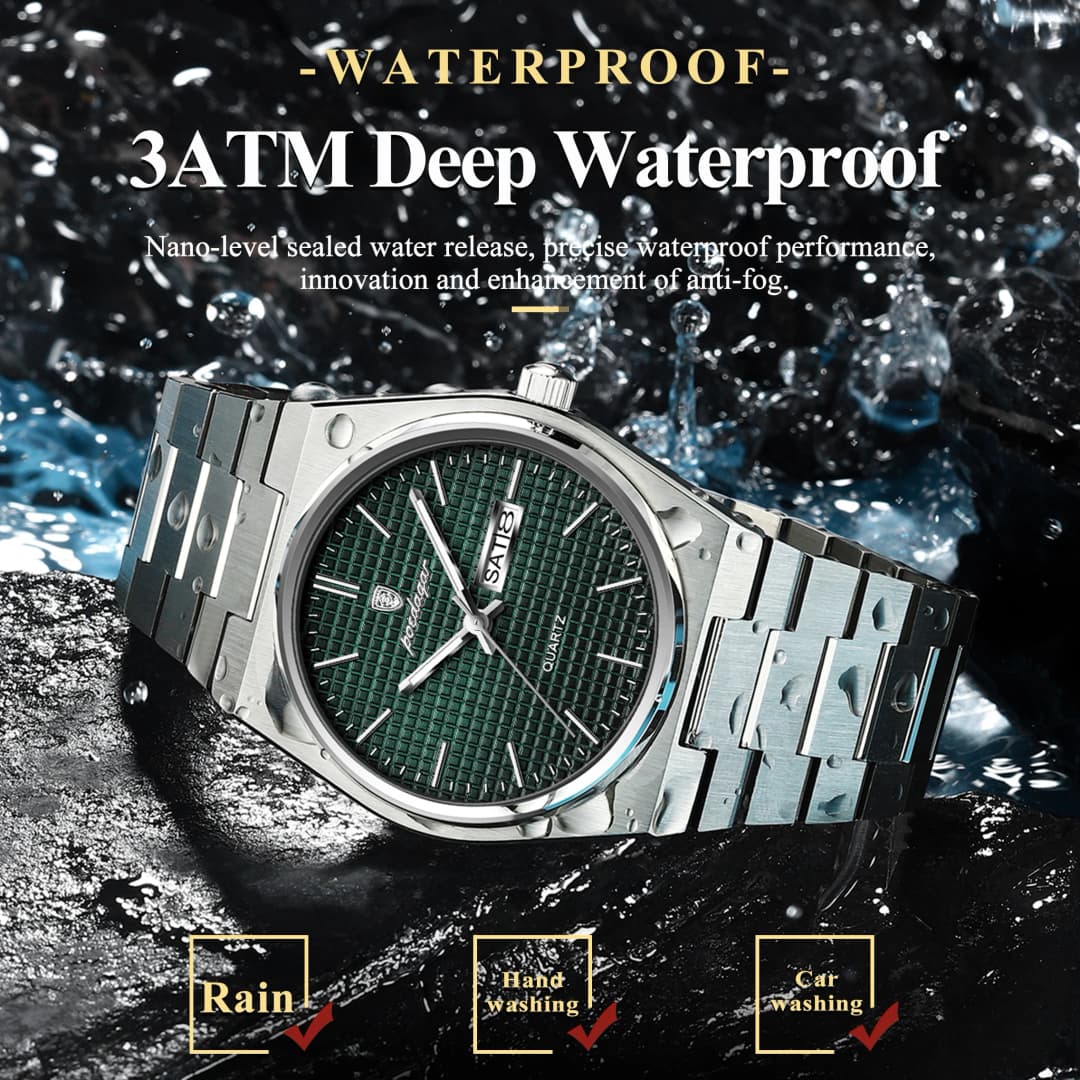 POEDAGAR Luxury Original Man Watch Waterproof Stainless Steel Luminous Men's Wristwatch Date Week Quartz Fashion Watches For Men - 3