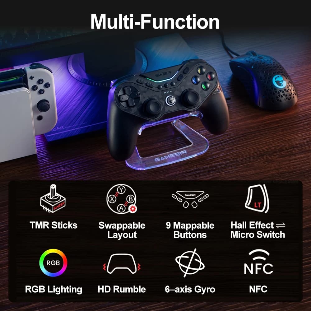 ذراع تحكم GameSir Tarantula Pro للحاسوب ونينتندو سويتش 2/1 وستيم وiOS وأندرويد مع عصي تأثير هول وNFC وتبديل ABXY - 2