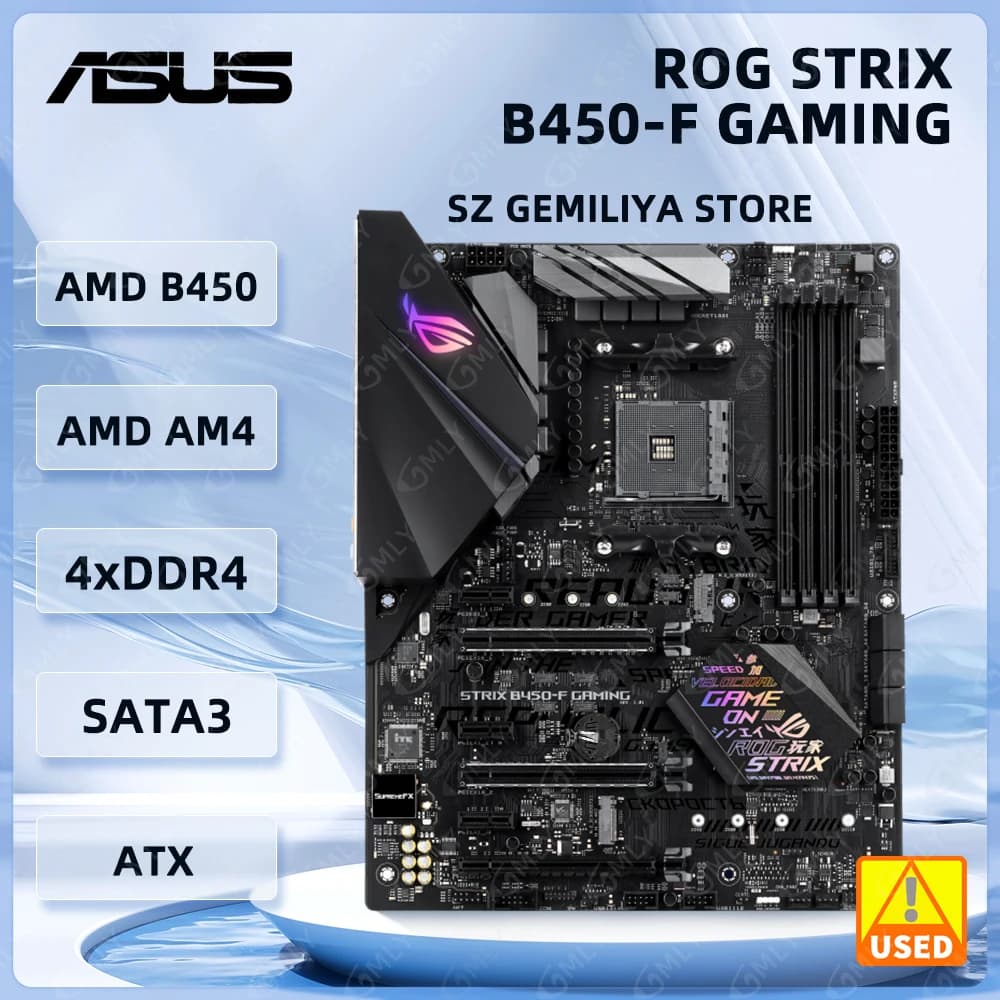 لوحة أم ASUS ROG STRIX B450-F GAMING B450 مقبس AM4 ذاكرة DDR4 سعة 64 جيجابايت لمعالجات Ryzen 5 5600X و5500 و4700 و3600 و3900 و2600 و5700 M.2 ATX