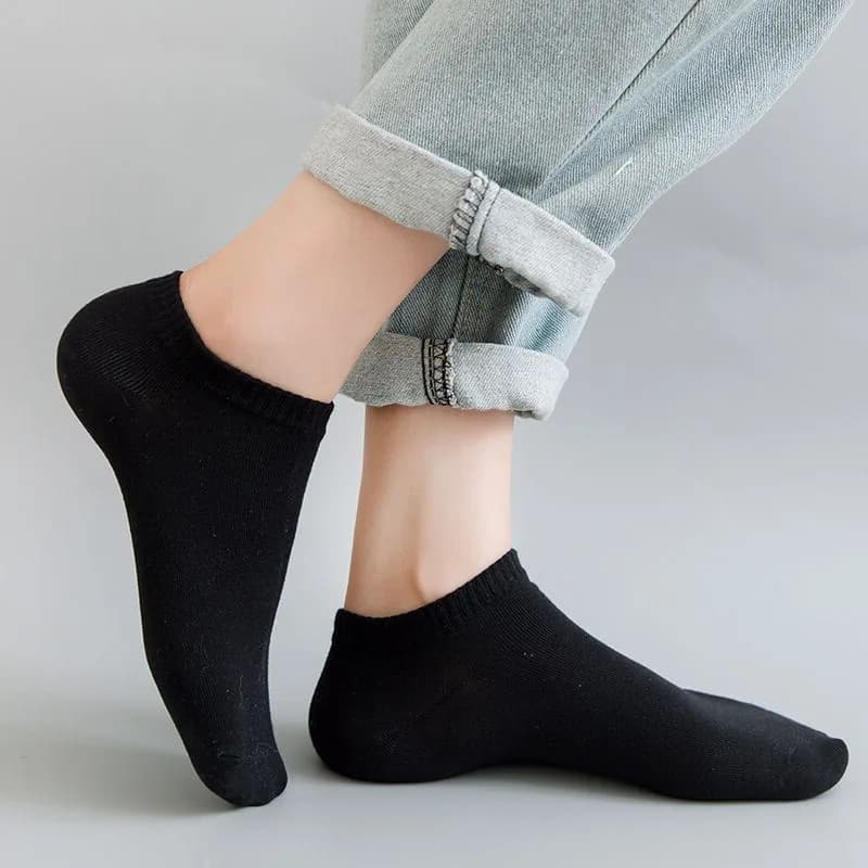 Men Ankle Socks Solid Color Black White Gray Invisible Breathable Cotton Sports Socks Male Short Socks Women Men Sox 10/5Pcs - 4