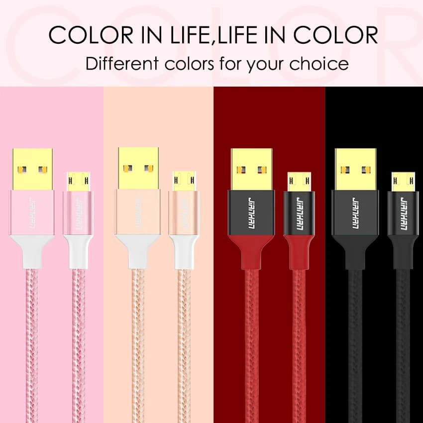 كابل مايكرو يو إس بي قابل للعكس، كابل شحن بيانات مضفر، شحن سريع مزدوج لجهازي Xiaomi وSony وسامسونج جالاكسي S6 وS7 - 6