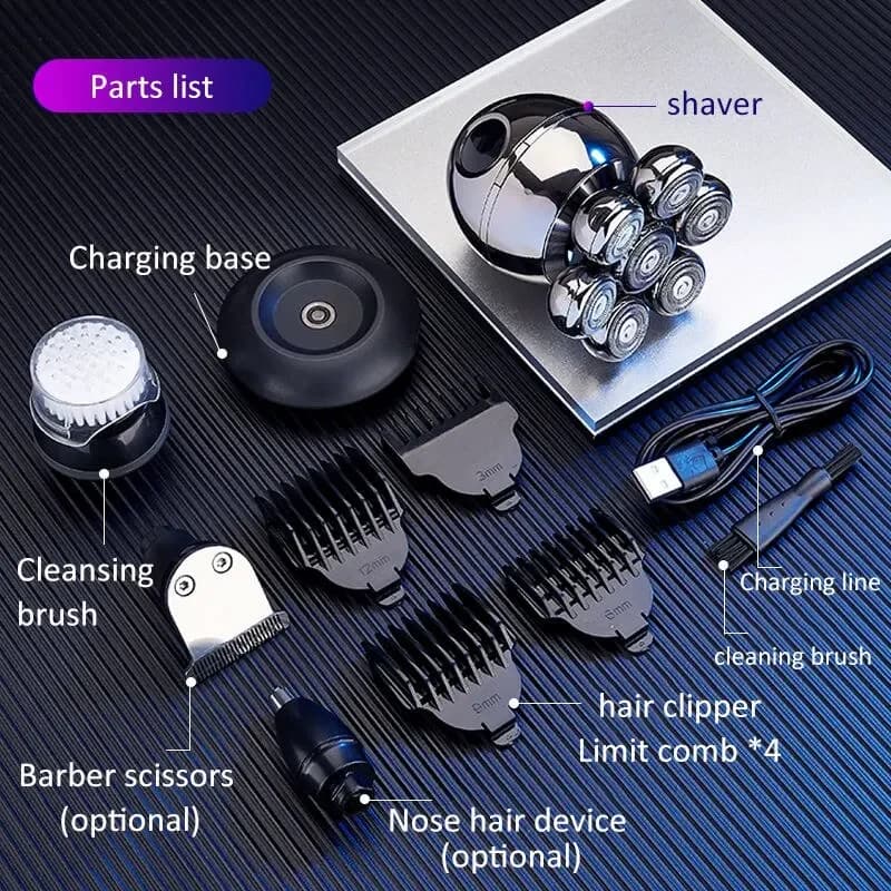 Tinsol 7D Floating Cutter Electric Shaver Head Base Charging Portable Men Beard Trimmer Clipper Skull Shaver Waterproof Shaving - 5