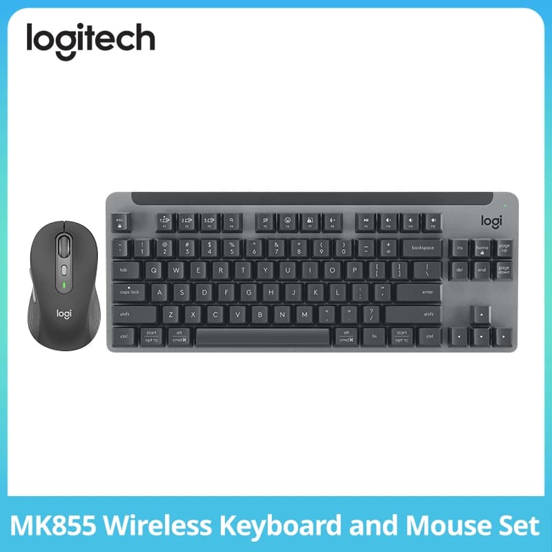 مجموعة لوحة مفاتيح وفأرة ميكانيكية لاسلكية Logitech MK855، مفاتيح TTC حمراء، بلوتوث وLogi Bolt، مجموعة مكتبية متعددة الأجهزة