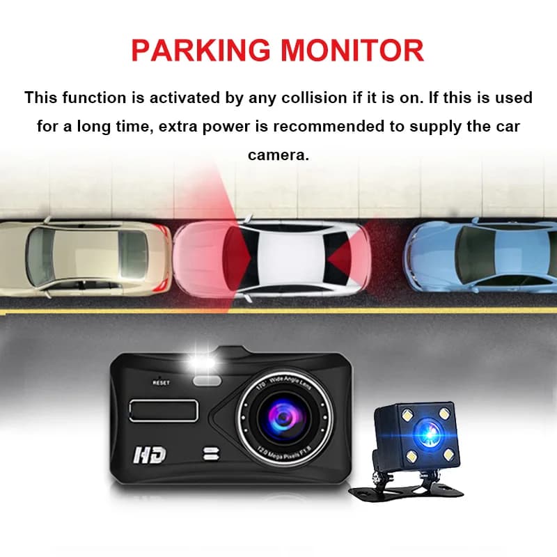 Dash Cam Camera Car HD 1080P Touch Night Vision Video Recorder Vehicle CAR DVR Black Box Driver Recorder Front and Rear Dashcam - 3