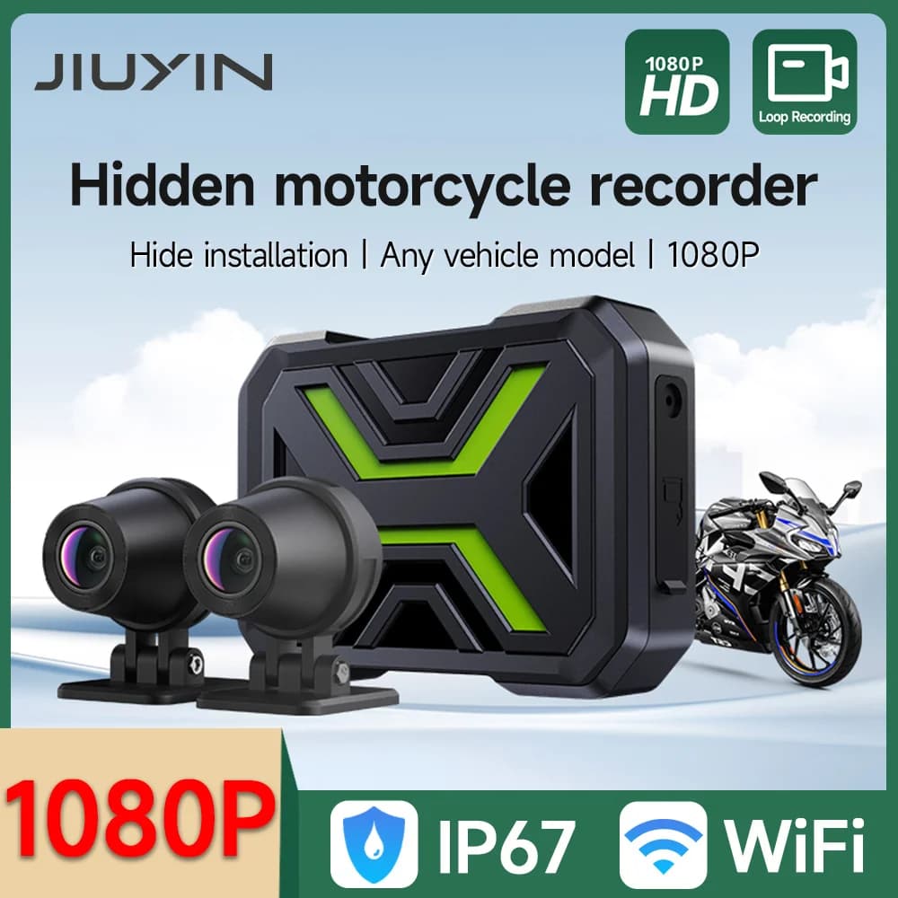 مسجل دراجة نارية JIUYIN DVR بكاميرا مزدوجة بدقة 1080P مقاومة للماء كاميرا لوحة قيادة WiFi مسجل فيديو القيادة الأمامي والخلفي صندوق أسود - 6