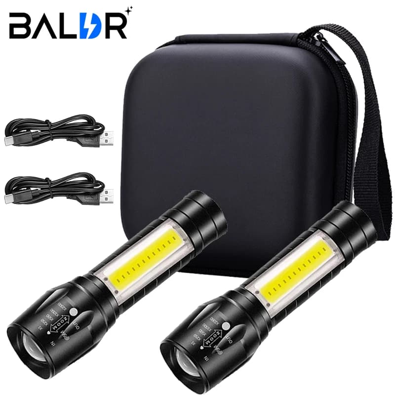 كشاف LED صغير قابل لإعادة الشحن BALDR، مصباح محمول قابل للتكبير، كشاف تكتيكي، مناسب للتخييم والصيد