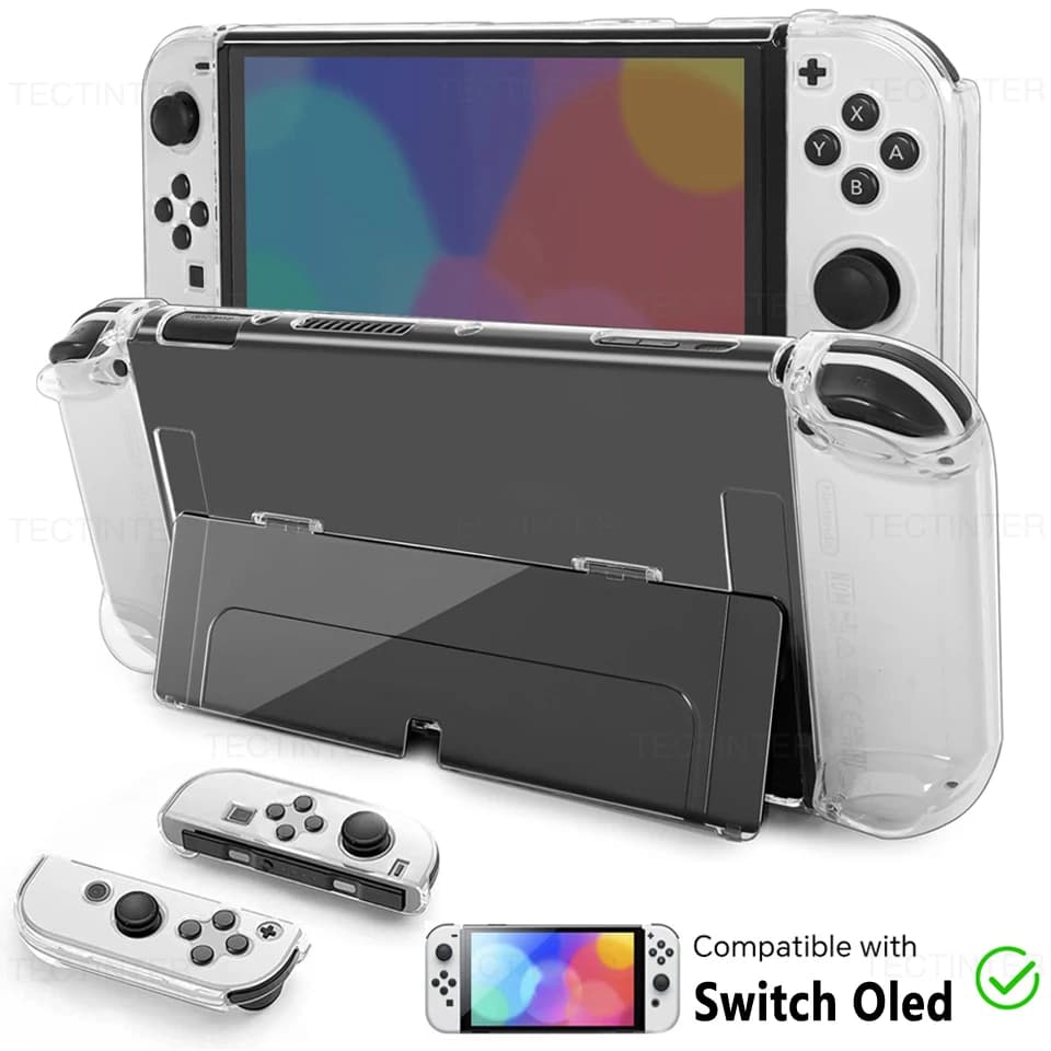 غطاء حماية شفاف ناعم من TPU لجهاز Nintendo Switch Oled، غطاء واقي مقسم لإكسسوارات جهاز الألعاب
