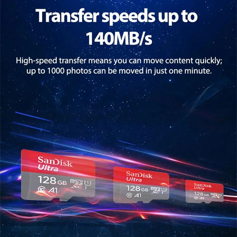 بطاقة ذاكرة SanDisk Micro SD بسعة 32 جيجابايت و64 جيجابايت و128 جيجابايت و256 جيجابايت و512 جيجابايت C10 A1 بسرعة عالية لبطاقة ذاكرة Microsd لهاتف الكاميرا - 5