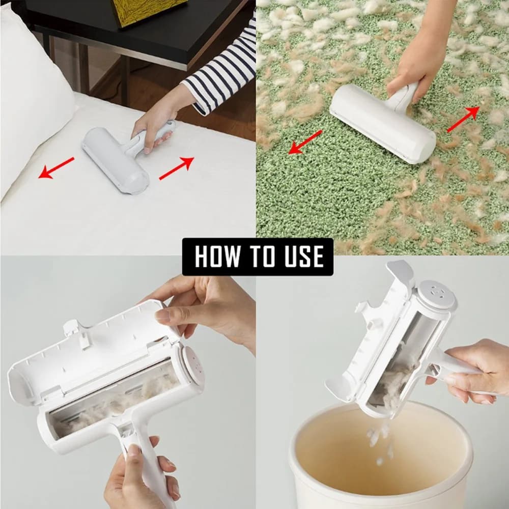 Cat Dog Hair Remover for Couch Furniture Carpet Car Seat Reusable Roller Pet Fur Removal Tool - 6