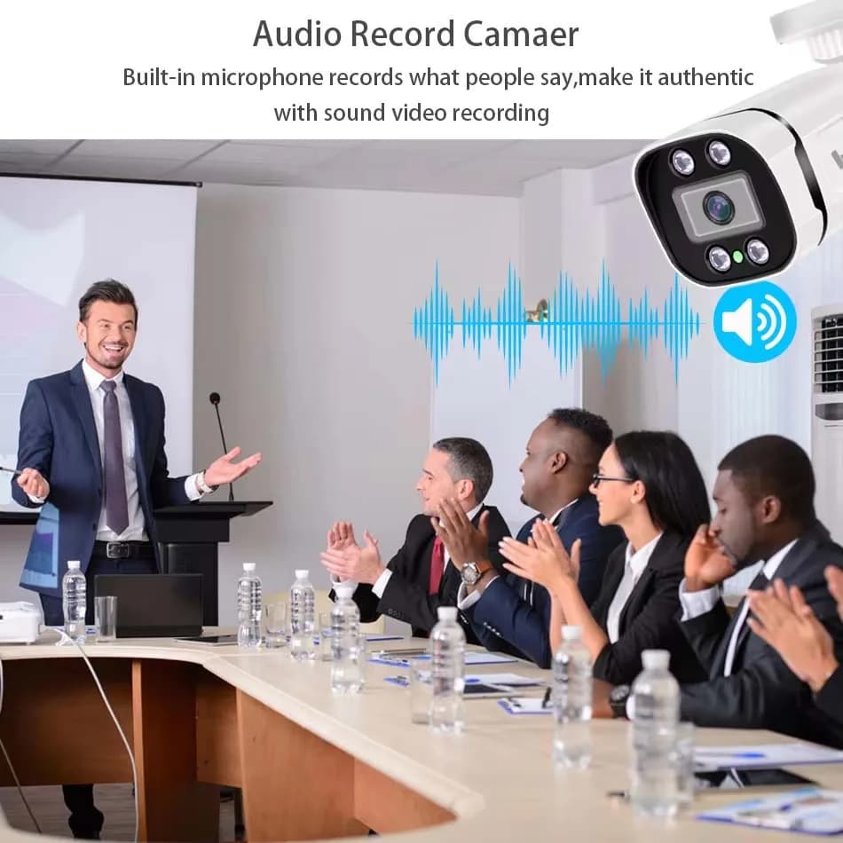كاميرا مراقبة فيديو 4K Poe IP Onvif مع صوت 48V POE/DC 12V 4MP/5MP/8MP رؤية ليلية رصاصة مقاومة للماء كاميرا أمان لنظام NVR - 2