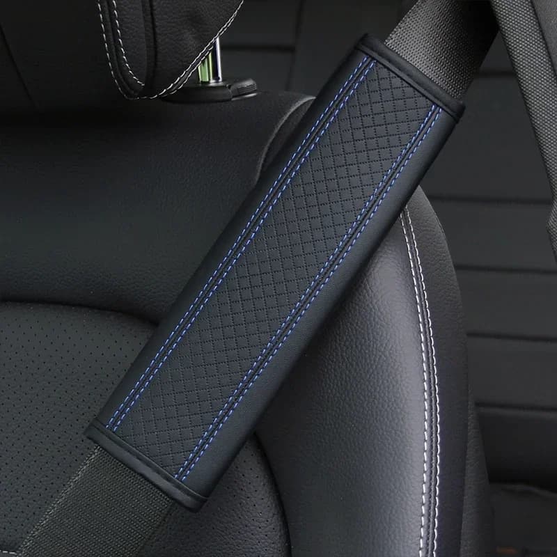1PCS PU Leather Embossed Car Seat Belt Shoulder Cover Decompression Comfort Car Accessories Safety Belt Protective Cover - 3