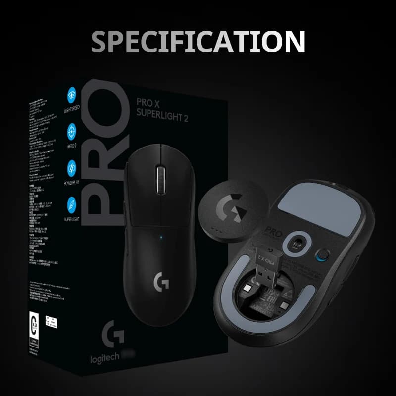 ماوس الألعاب اللاسلكي Logitech G PRO X SUPERLIGHT 2، ماوس احترافي 60 جرام مع 5 أزرار قابلة للبرمجة، مستشعر 44 ألف نقطة في البوصة، معدل استجابة 8 كيلوهرتز - 5
