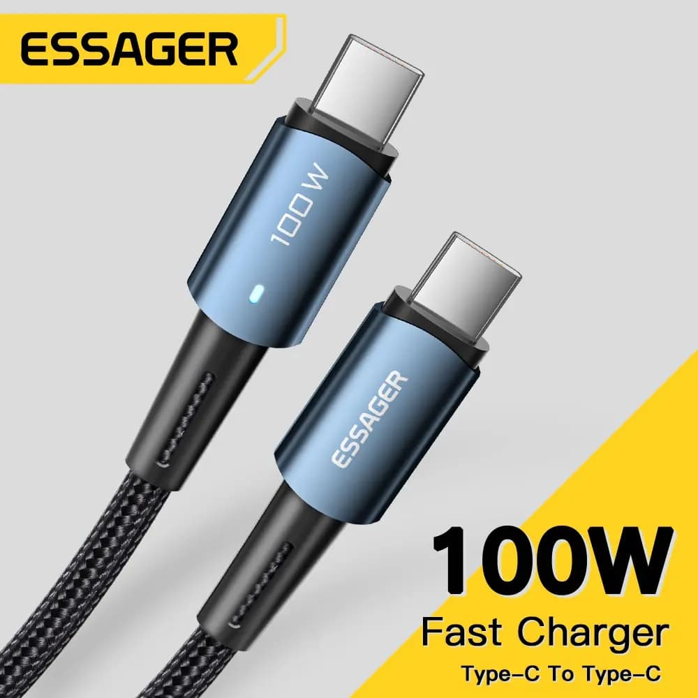 كابل إيساجير PD100W 60W نوع C إلى C شحن سريع سلك شحن الهاتف المحمول لشركة شاومي سامسونج هواوي ماك بوك آيباد