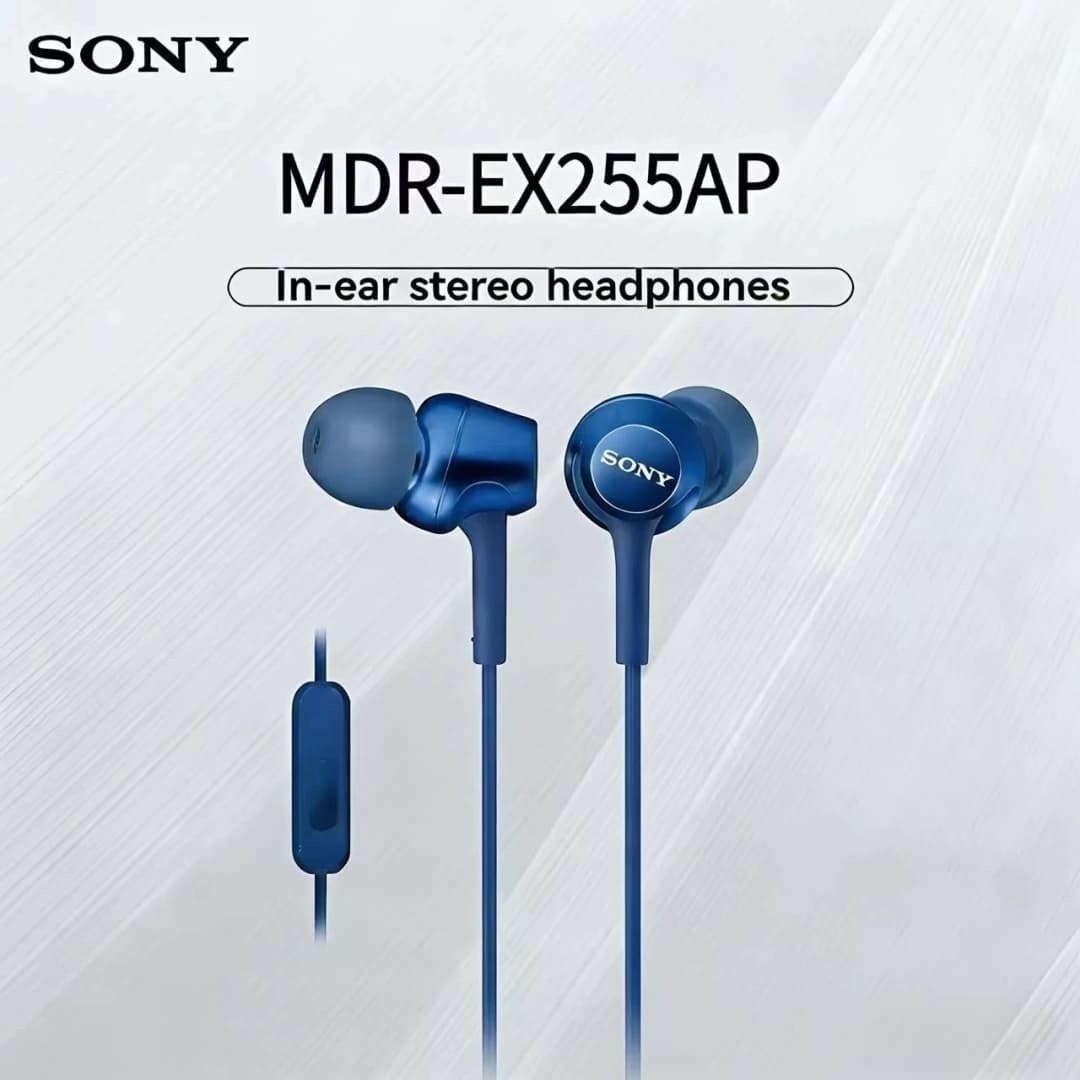 سماعات سوني الأصلية MDR-EX255AP داخل الأذن سلكية ستيريو باس مع مايكروفون للمكالمات الموسيقية - 3