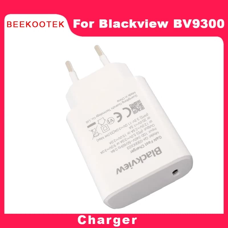 شاحن جديد وأصلي لبلاك فيو BV9300 مع محول شحن سريع وكابل USB وخط بيانات لهاتف بلاك فيو BV9300 الذكي - 2