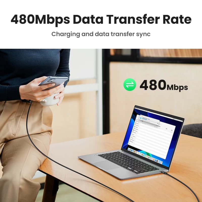 كابل UGREEN، PD 100 واط، من USB C إلى USB C، للشحن السريع، 5 أمبير، 100 واط، لهواتف iPhone 17 و16 وMacBook وiPad - 5