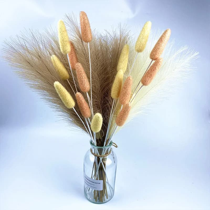 55CM 10PCS Fluffy Pampas Grass Boho Decor Flower Fake Plant Reed Simulated Wedding Party Home Decoration Artificial Flowers - 5