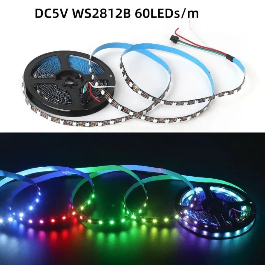 شريط إضاءة LED ذكي RGBIC WS2812B WS2812 5050 مع IC قابل للعنونة الفردية 30/60/144 بكسل/LED/م DC5V أسود مقاوم للماء IP30/67 - 2