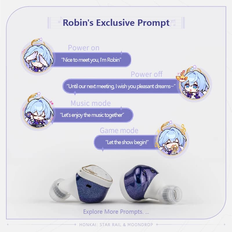 سماعات MOONDROP ROBIN لهونكاي ستار ريل روبن، سماعات TWS هايبرد مع مشغل ديناميكي + مشغل بلانار وتقنية ANC - 6