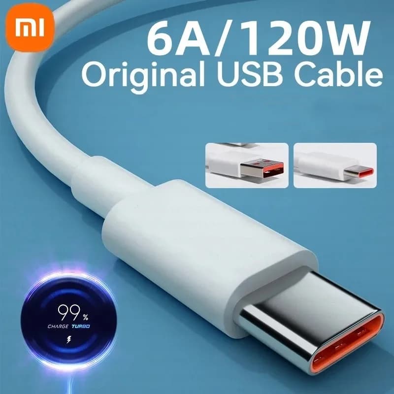 شاحن كابل أصلي من شاومي 6A USB Type C، شحن سريع توربو 120 واط لهواتف Mi 13 و12 و11 و10 Pro Ultra وPoco x3 وRedmi Note K50 و40