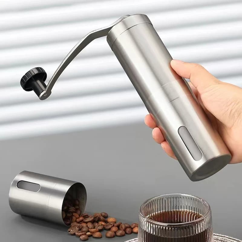 Stainless Home Portable Manual Coffee Grinder Hand Coffee Mill with Ceramic Burrs Adjustable Settings Portable Hand Crank Tools - 2