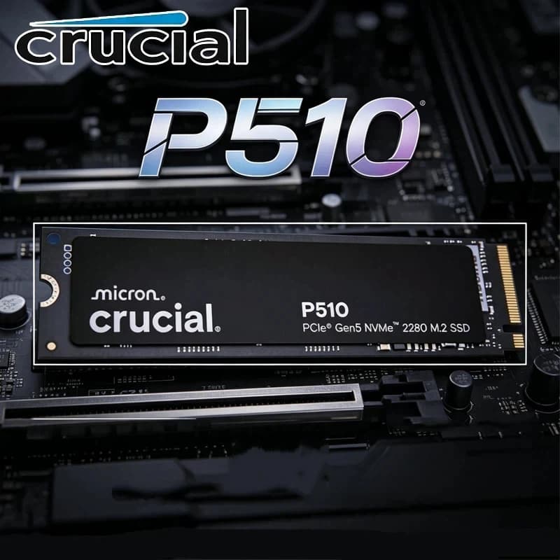 قرص صلب داخلي Crucial P510 بسعة 1 تيرا بايت و2 تيرا بايت، PCIe Gen5 NVMe SSD، متوافق مع أجهزة الكمبيوتر المحمولة والمكتبية