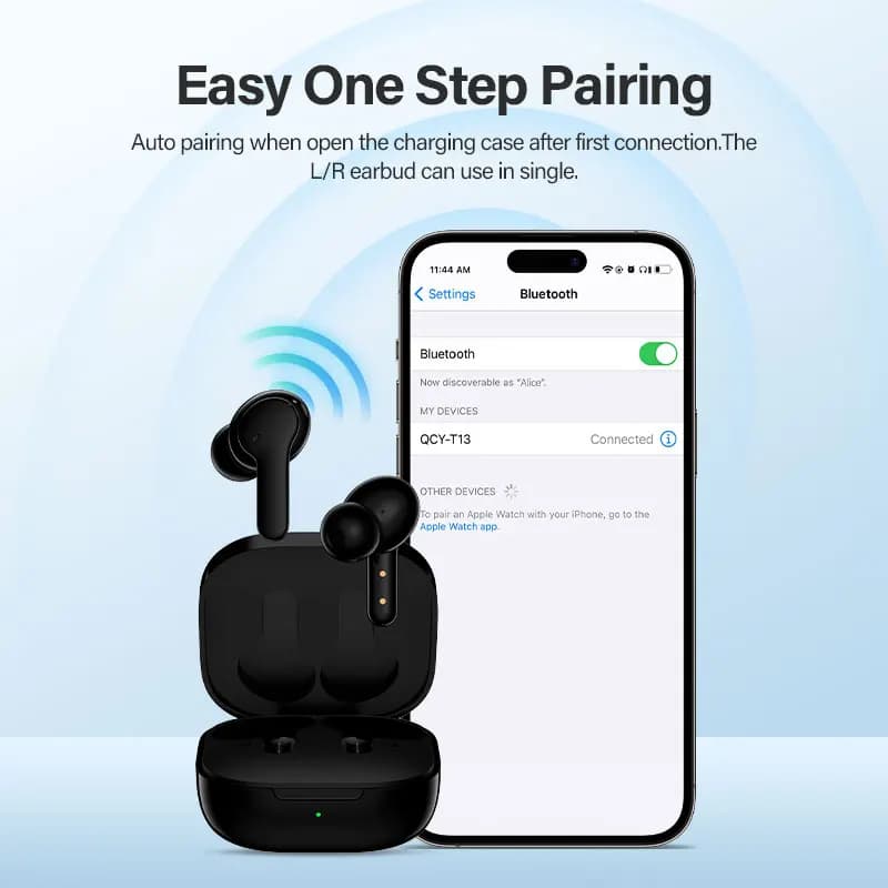 سماعات QCY T13 لاسلكية حقيقية بلوتوث 5.1 TWS سماعات أذن تحكم باللمس سماعات رأس داخل الأذن 40 ساعة انتظار 4 ميكروفونات ENC مكالمة HD - 6