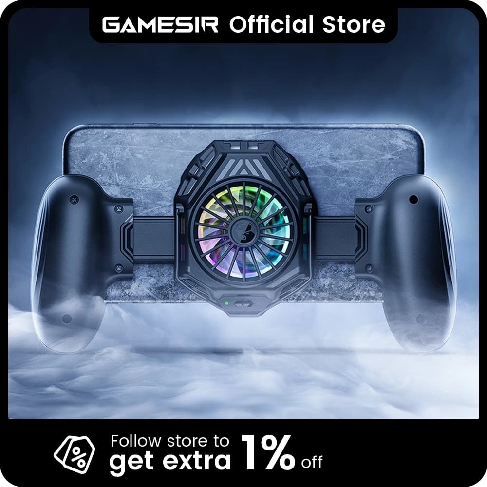 ذراع تحكم GameSir F8 Pro تبريد محمول، ذراع تحكم مع مروحة تبريد، مبرد هاتف ذكي لأندرويد / آيفون