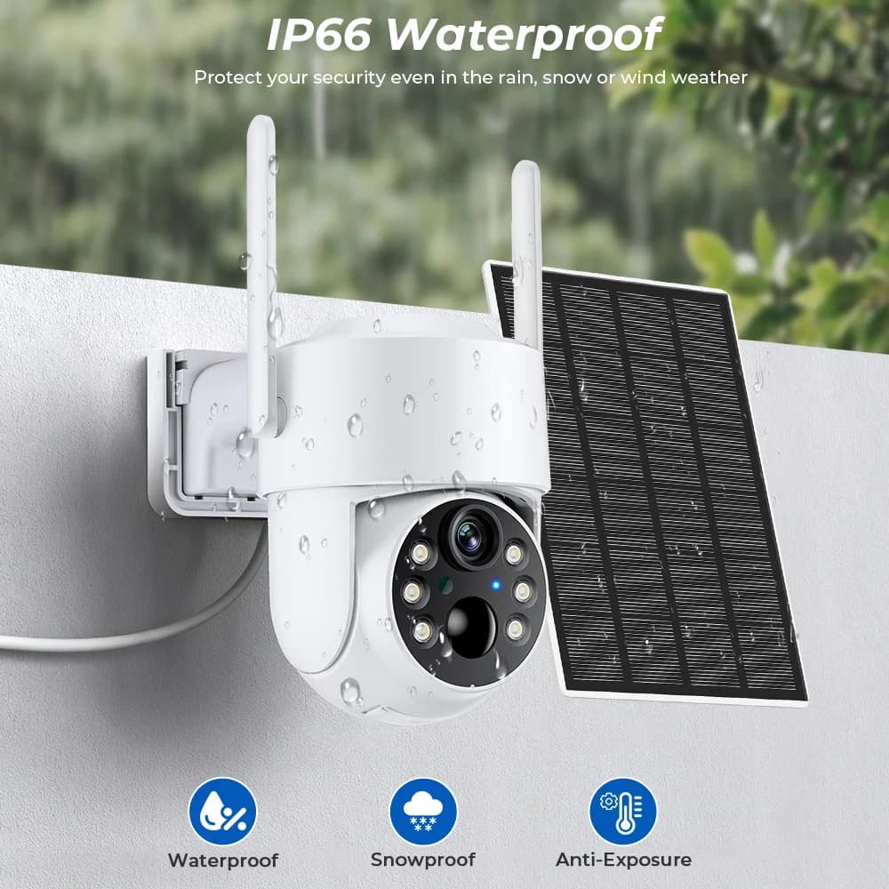 كاميرا WiFi PTZ خارجية لاسلكية شمسية IP كاميرا 4MP HD بطارية مدمجة كاميرا مراقبة فيديو وضع استعداد طويل تطبيق iCsee - 4