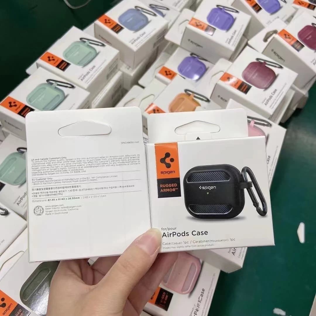 غطاء سماعات من ألياف الكربون من Spigen لسماعات AirPods 1/2 و3 Pro و2، غطاء TPU مقسم مضاد للسقوط لحماية الأذن - 5