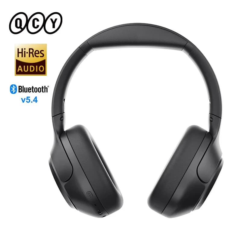 سماعات رأس QCY H3 ANC صوت عالي الدقة لاسلكية بلوتوث 5.4 سماعات فوق الأذن 60 ساعة 43dB إلغاء ضوضاء نشط هجين